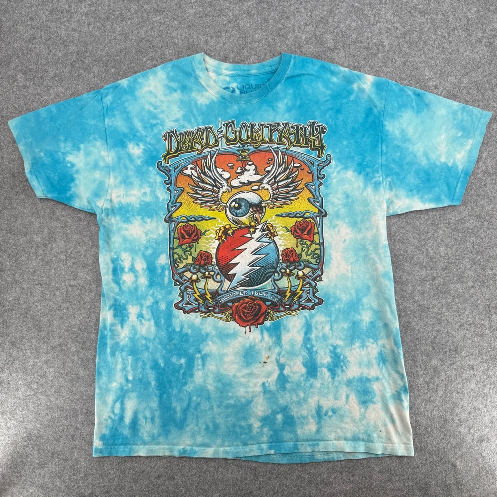 Liquid Blue T-Shirt Mens 2XL Dead & Company Summer Tour 22 Blue Tie Dye Graphic